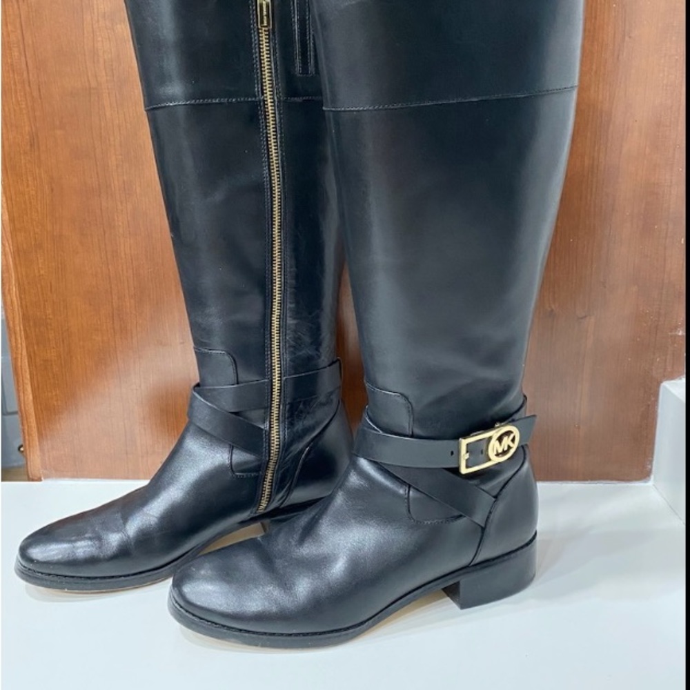 Michael Kors black leather riding Bryce Women’s boots, size 9M. - Picture 1 of 8